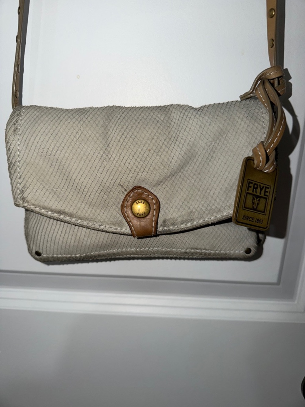 Frye Melissa Clutch Crossbody bag with snakeskin-textured leather design